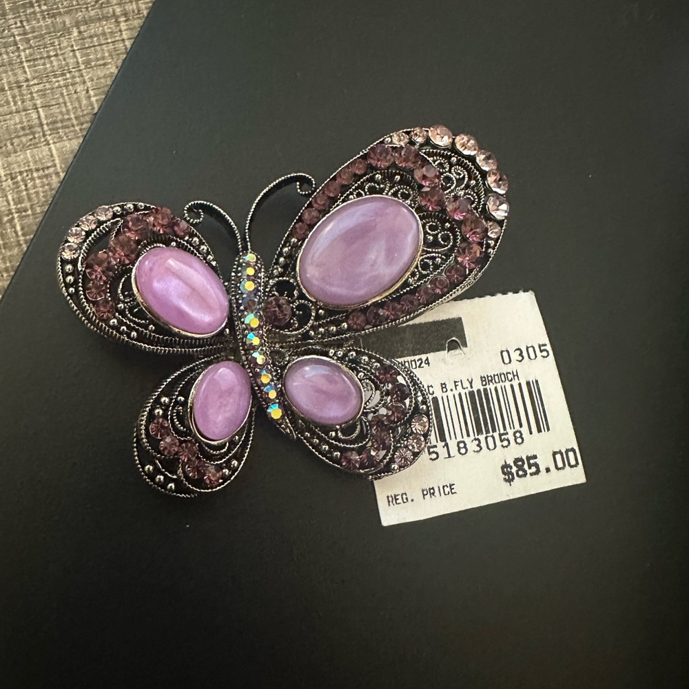 Purple Swarovski crystals Butterfly Brooch